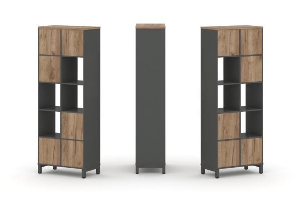 Набор стеллажа 1 сторонний, 5 ярусов SN.NS-521 (754х400х1982) (Антрацит/Дуб Табак/Металл Антрацит)