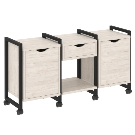Тумба на колесных опорах наборная VR.L-TN-7.K 1440x460x767 (Денвер Светлый/Черный металл)