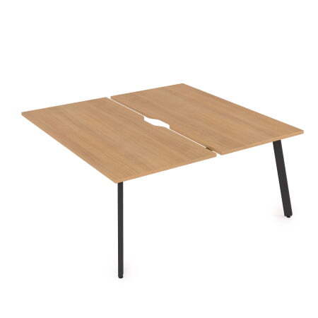 10БДКВ.268 Стол системы Бенч с вырезом, сдвоенный, на 2 рабочих места - конечный (1200x1235x750) (Romano/Черный металл)