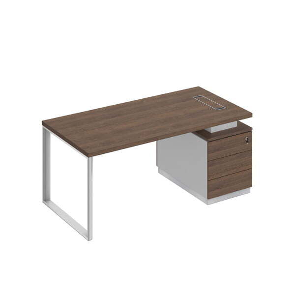 Стол руководителя на опорной тумбе правый Bravo БР 103 1800x900x750 (Дуб гладстоун / Белый премиум / Дуб гладстоунСерый)