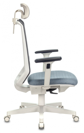 Кресло руководителя EXPERT серый сиденье голубой 38-405 сетка/ткань с подголов. крестов. пластик пла (Голубой)