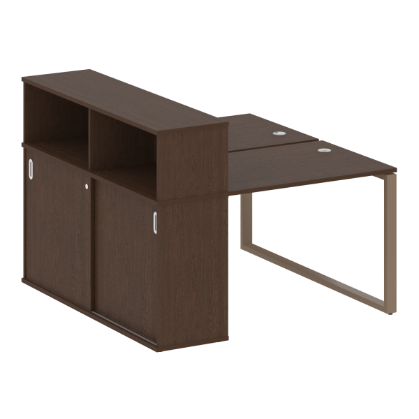 Рабочая станция с шкафом-купе на О-образном м/к Metal System Style БО.РС-СШК-2.1 Т 1410x1475x1098 (Венге Цаво/Мокко металл)