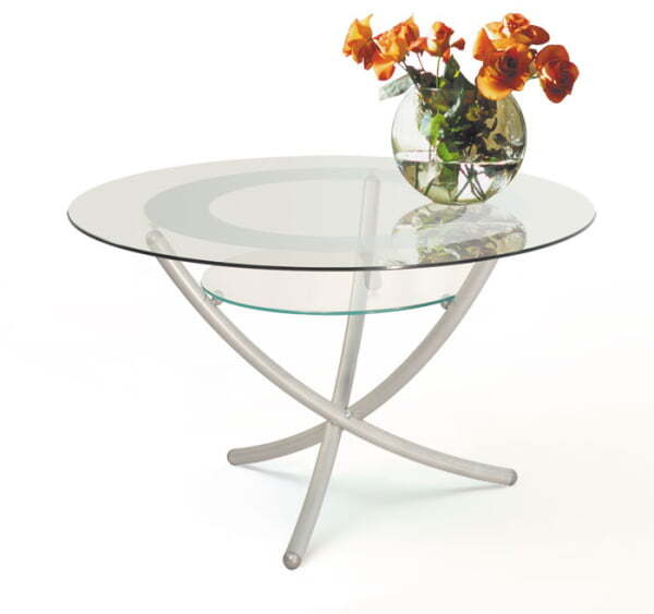 Стол журнальный Дуэт-4 Д-4 850x850x500 (Металлик/прозрачное стекло)