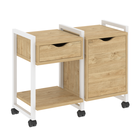 Тумба на колесных опорах наборная VR.L-TN-3.K 970x460x767 (Тиквуд Светлый/Белый металл)