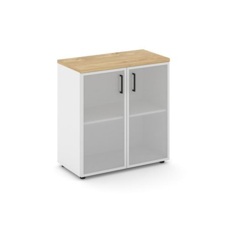 Шкаф низкий широкий SN.STS.E-303 (796х400х833) (Белый/Тиквуд Светлый/Сатин)