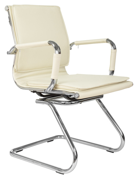Кресло CH-993-Low-V слоновая кость эко.кожа низк.спин. полозья металл хром (Слоновая кость)