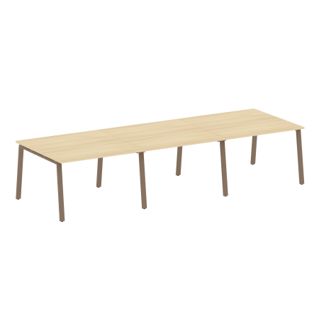 Стол для переговоров (3 столешницы) на А-образном м/к Metal System Style БА.ПРГ-3.2 3600x1235x750 (Акация/Мокко металл)