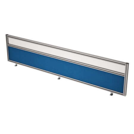 9БТС.0418.8 Барьер из ткани и стекла в алюминиевом профиле, фронтальный (1800x29x400) (Indigo/стекло матовое)
