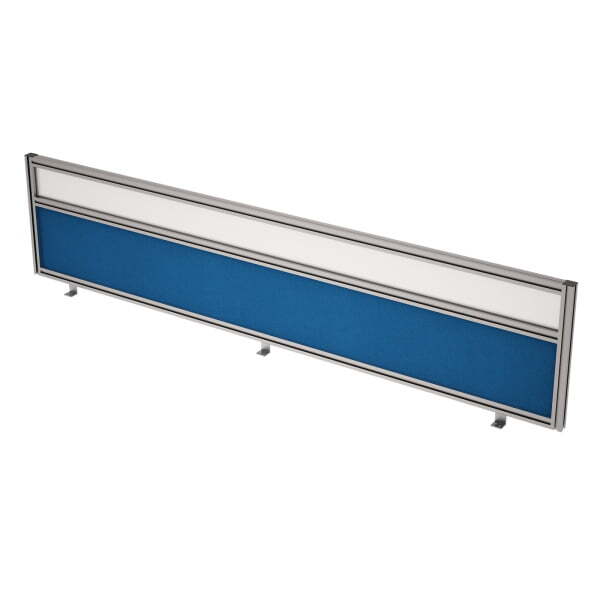 9БТС.0418.8 Барьер из ткани и стекла в алюминиевом профиле, фронтальный (1800x29x400) (Indigo/стекло матовое)