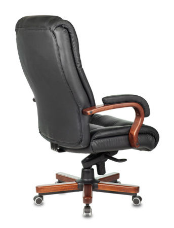 Кресло руководителя T-9925WALNUT черный кожа/кожзам крестов. металл/дерево (Черный)