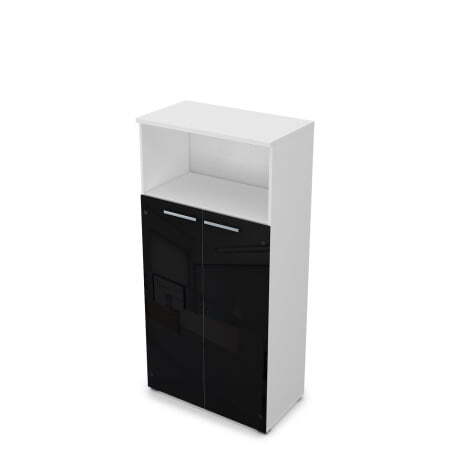 9Ш.004.11 Шкаф со стеклом и нишей (800x450x1645) (Белый премиум)