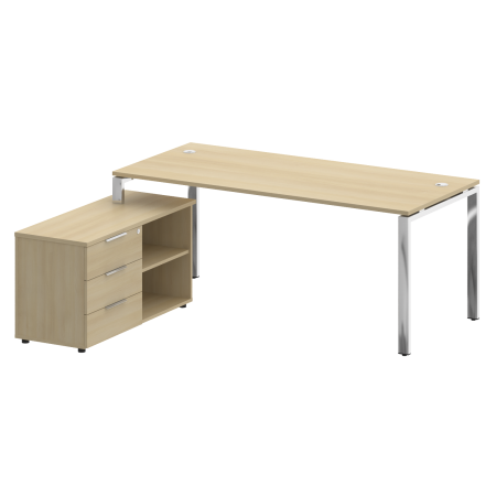 Стол для руководителя с тумбой левый БГ.СРТ-5.8 (L) 1900x1620x750 (Акация Лорка/Нерж. Сталь)