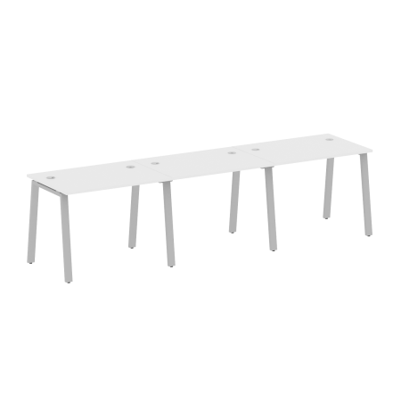 Рабочая станция на 3 рабочих места на А-образном м/к Metal System Style БА.СМ-3.1 3000x720x750 (Белый/Серый металл)