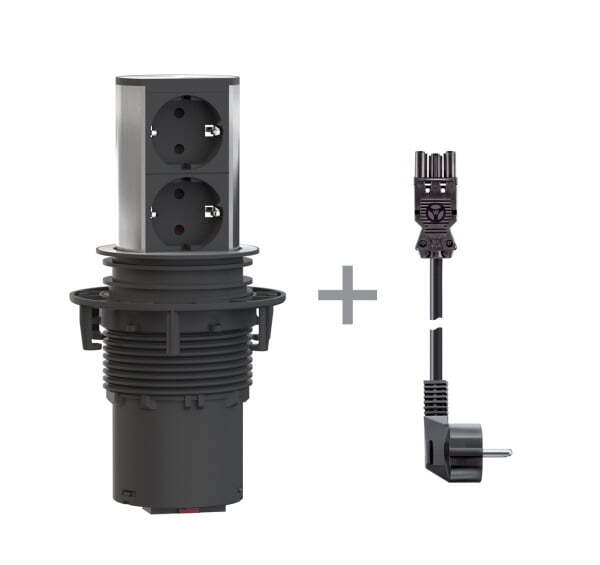 ELEVATOR 2 x 220V блок розеточ (СЕРЕБРИСТ.)