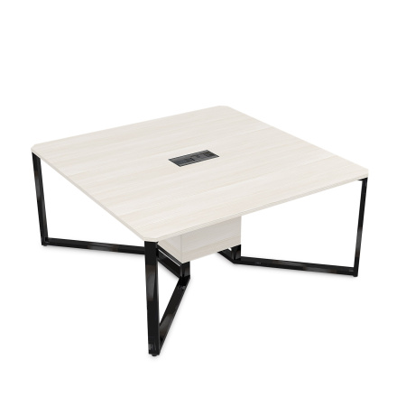 16СК.122 Стол-квадрат  (1200x1200x750) (Ivory | Черный Глянец)