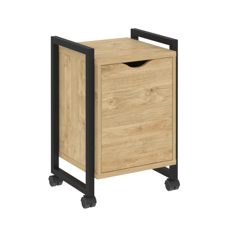Тумба на колесных опорах с распашным фасадом VR.L-T2.K 500x460x767 (Тиквуд Светлый/Черный металл)
