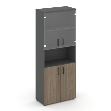 Шкаф высокий широкий SN.STS-105 (796х400х1982) (Антрацит/Вяз Благородный/Прозрачный)