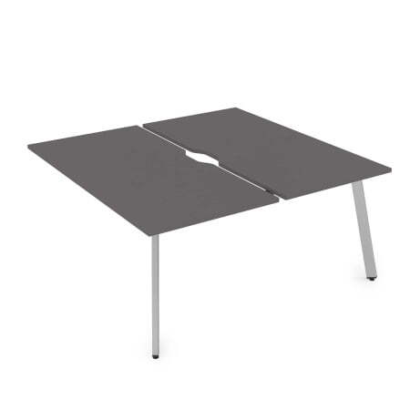 10БДКВ.268 Стол системы Бенч с вырезом, сдвоенный, на 2 рабочих места - конечный (1200x1235x750) (Graphit/Алюминий матовый металл)