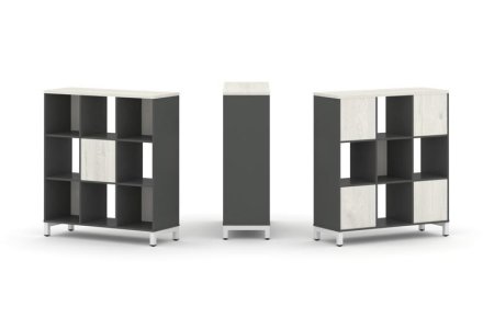 Набор стеллажа 2-х сторонний, 3 яруса SN.NSD-331 (1121х400х1248) (Антрацит/Дуб Наварра/Металл Белый)