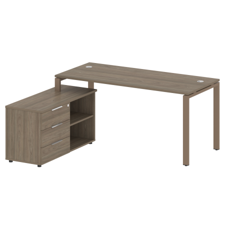 Рабочая станция с опорной тумбой левая Metal System Style БП.РС-СТС-2.4 Л 1700x1520x750 (Вяз/Мокко металл)