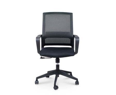 Кресло офисное / Практик LB / черный пластик / черная сетка / черная ткань (Черный)