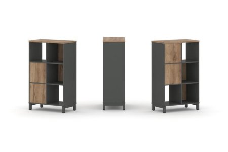 Набор стеллажа 2-х сторонний, 3 яруса SN.NSD-321 (754х400х1248) (Антрацит/Дуб Табак/Металл Антрацит)