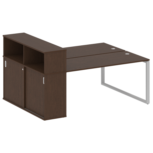 Рабочая станция с шкафом-купе на О-образном м/к Metal System Style БО.РС-СШК-2.4 Т 2010x1475x1098 (Венге Цаво/Серый металл)