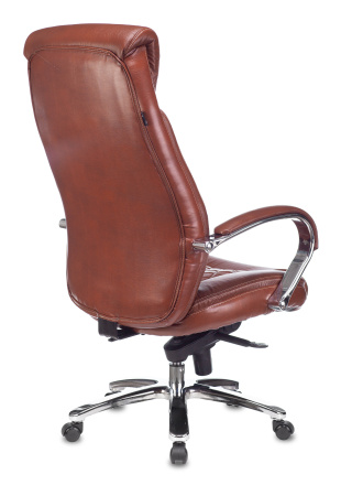 Кресло руководителя T-9924SL светло-коричневый Leather EiCHel кожа крестов. металл хром (Светло-коричневый)