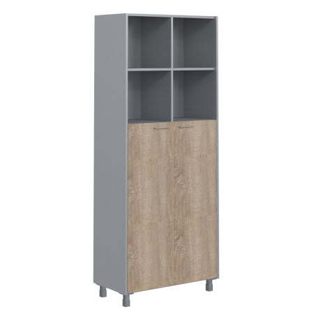 Шкаф с глухими средними дверьми Offix-new OHC 87.6 874x450x2147 (Дуб Сонома светлый/металлик)