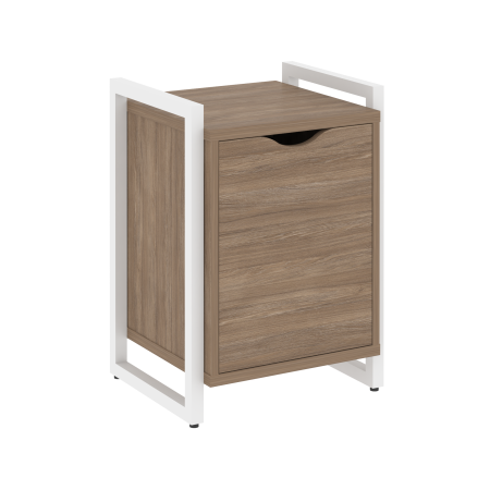 Тумба на регулируемых опорах с распашным фасадом VR.L-T2.O 500x460x719 (Дуб Аризона/Белый металл)