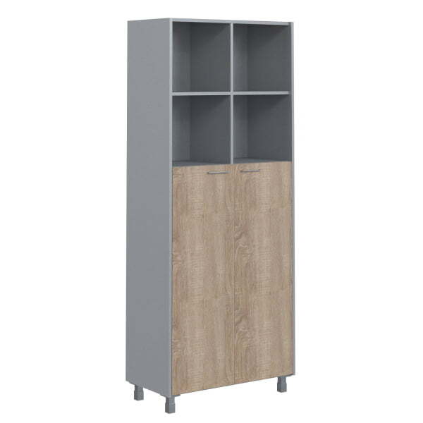 Шкаф с глухими средними дверьми Offix-new OHC 87.6 874x450x2147 (Дуб Сонома светлый/металлик)