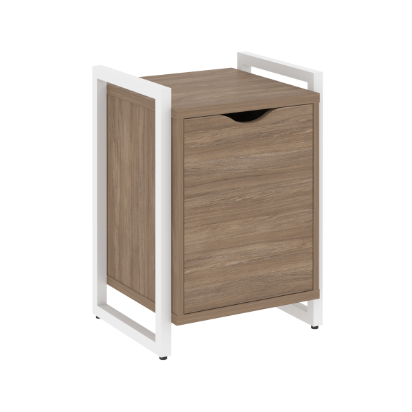 Тумба на регулируемых опорах с распашным фасадом VR.L-T2.O 500x460x719 (Дуб Аризона/Белый металл)