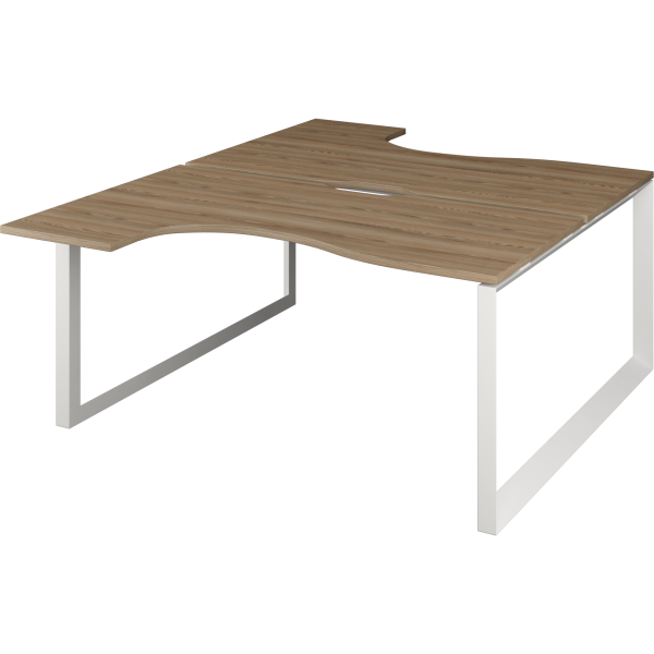 Бенч эргономичный на 2 рабочих места на металлокаркасе Аргентум-МП НТМП.О.Б2-040 1400x2036x750 (Дуб сафари/Белый)