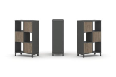 Набор стеллажа 1 сторонний, 3 яруса SN.NS-321 (754х400х1248) (Антрацит/Вяз Благородный/Металл Антрацит)