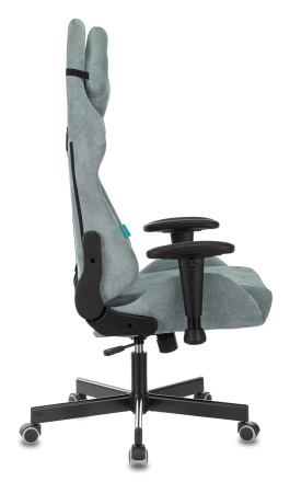 Кресло игровое Zombie VIKING KNIGHT Fabric серо-голубой Light-28 с подголов. крестов. металл (Серо-голубой)