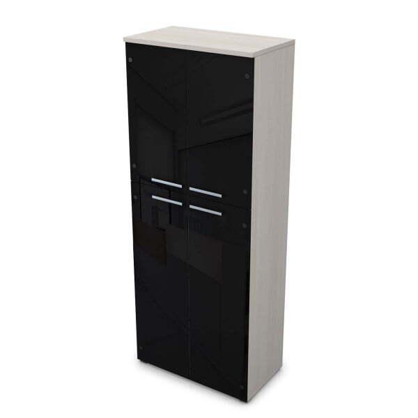 9Ш.005.23 Шкаф высокий со стеклом (800x450x2045) (Ivory)