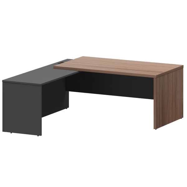 Стол руководителя левый Кортез KZP-18L 1800x2000x750 (Темный шимо/Графит)