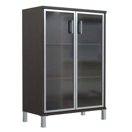 Шкаф 3 уровня, широкий, стекло в AL раме Born B-420.7 900x450x1286 (Венге Магия)