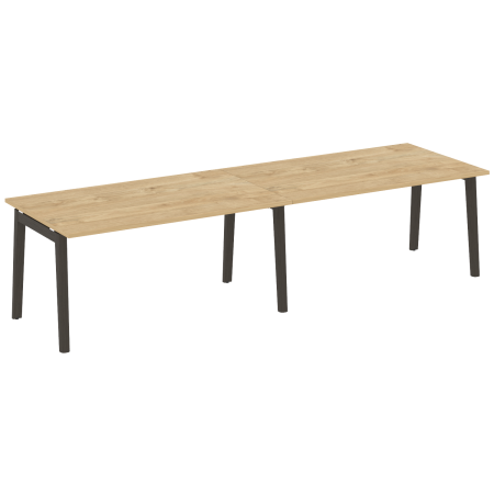 Стол переговорный на деревянных опорах Onix Wood OW.PRG-2.4 3160x980x750 (Тиквуд Светлый/Дуб Темный)