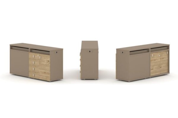 Тумба двойная + топ ES.NB.2T-6 (1500х410х750) (Латте/Тиквуд Светлый)