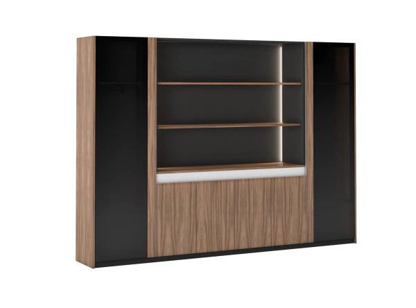 Модульный высокий шкаф GALAXY GL2820G (2800х420х2000) (Шпон Грецкого ореха TA23YA)