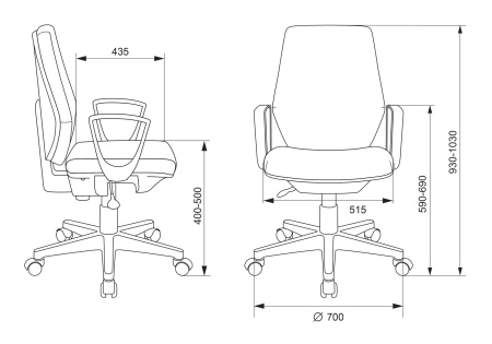 Кресло CH-W545 серый 38-404 крестов. пластик пластик белый (Серый)