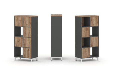 Набор стеллажа 1 сторонний, 4 яруса SN.NS-421 (754х400х1615) (Антрацит/Дуб Табак/Металл Белый)