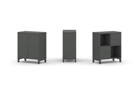 Набор стеллажа 1 сторонний, 2 яруса SN.NS-221 (754х400х881) (Антрацит/Металл Антрацит)