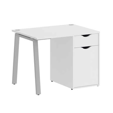 Стол письменный VR.SP-3-98.1.A 980x720x750 (Белый Бриллиант/Серый Металл)
