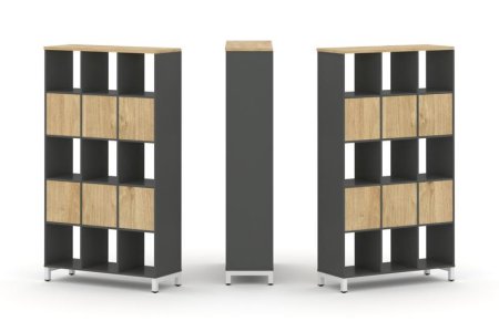 Набор стеллажа 2-х сторонний, 5 ярусов SN.NSD-531 (1121х400х1982) (Антрацит/Тиквуд Светлый/Металл Белый)