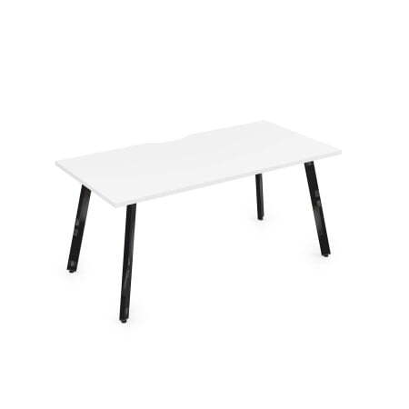 10СРВ.085 Стол рабочий с вырезом, прямолинейный (1800x800x750) (Белый премиум/Черный глянец металл)