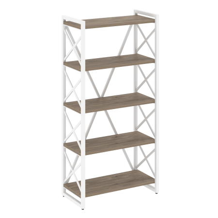 Стеллаж на регулируемых опорах-5 полок VR.L-MST.O-5.8 800x400x1650 (Тиквуд Темный/Белый металл)