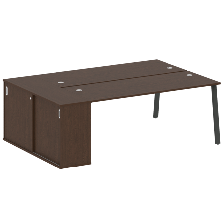 Рабочая станция с шкафом-купе на А-образном м/к Metal System Style БА.РС-СШК-1.5 Т 2210x1475x750 (Венге Цаво/Антрацит металл)