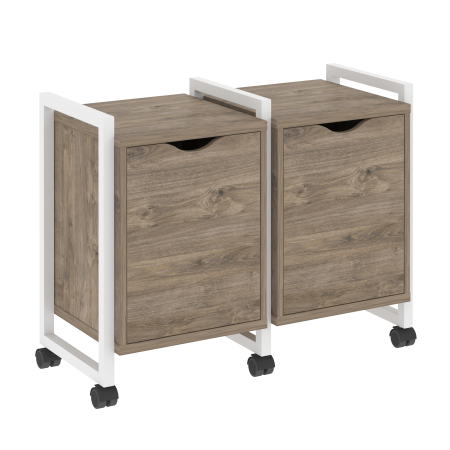 Тумба на колесных опорах наборная VR.L-TN-2.K 970x460x767 (Тиквуд Темный/Белый металл)